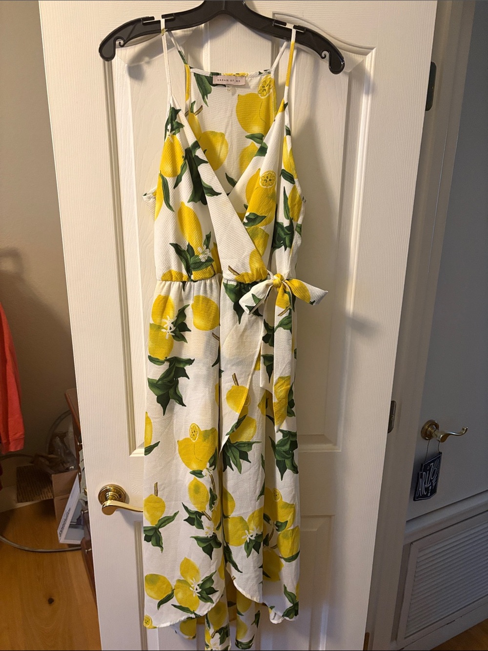 Dream of Me Lemon Halter Faux Wrap Dress size XL